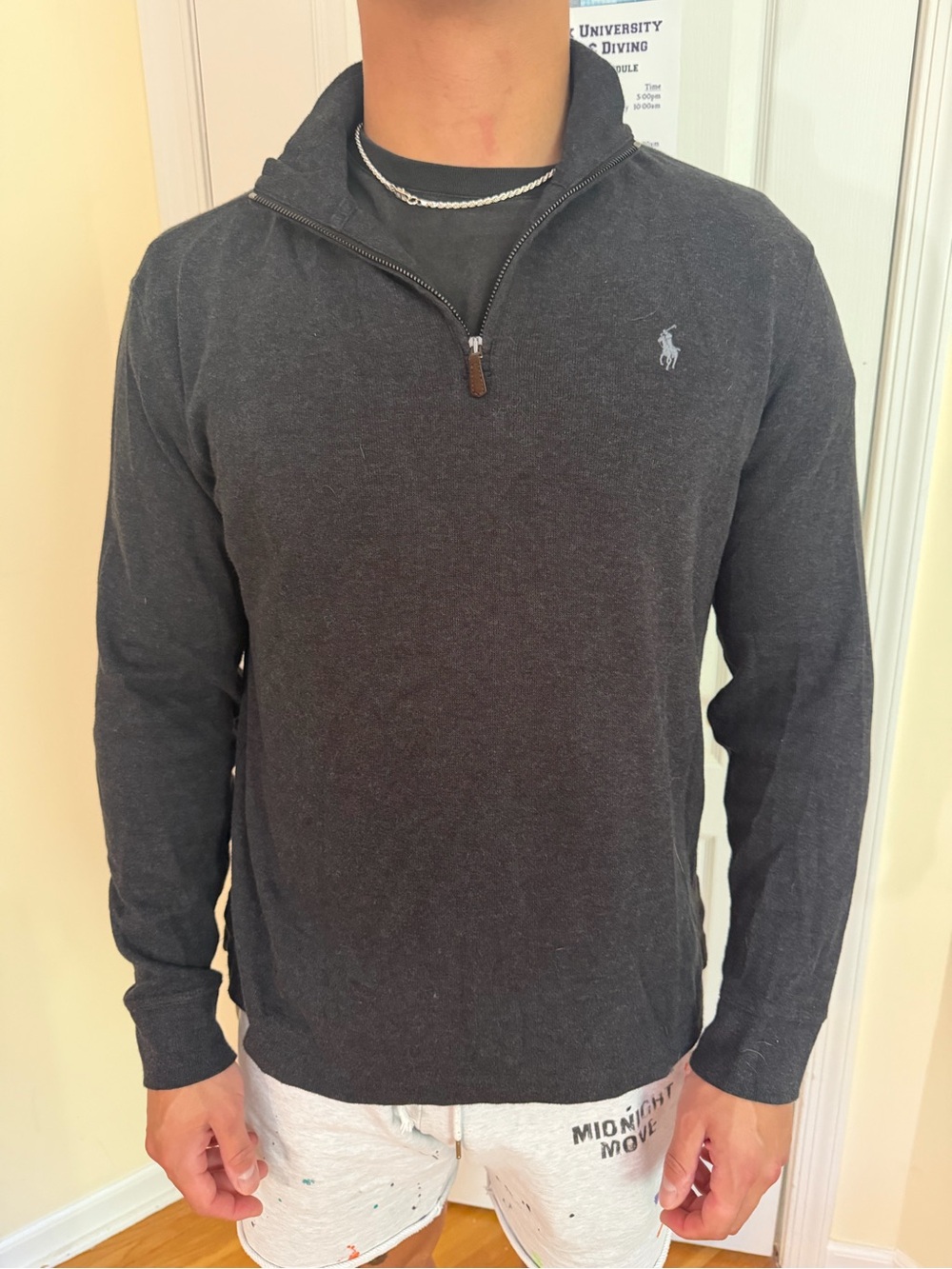 Polo by Ralph Lauren Estate Rib Quarter Zip Sweater in Barclay Heather